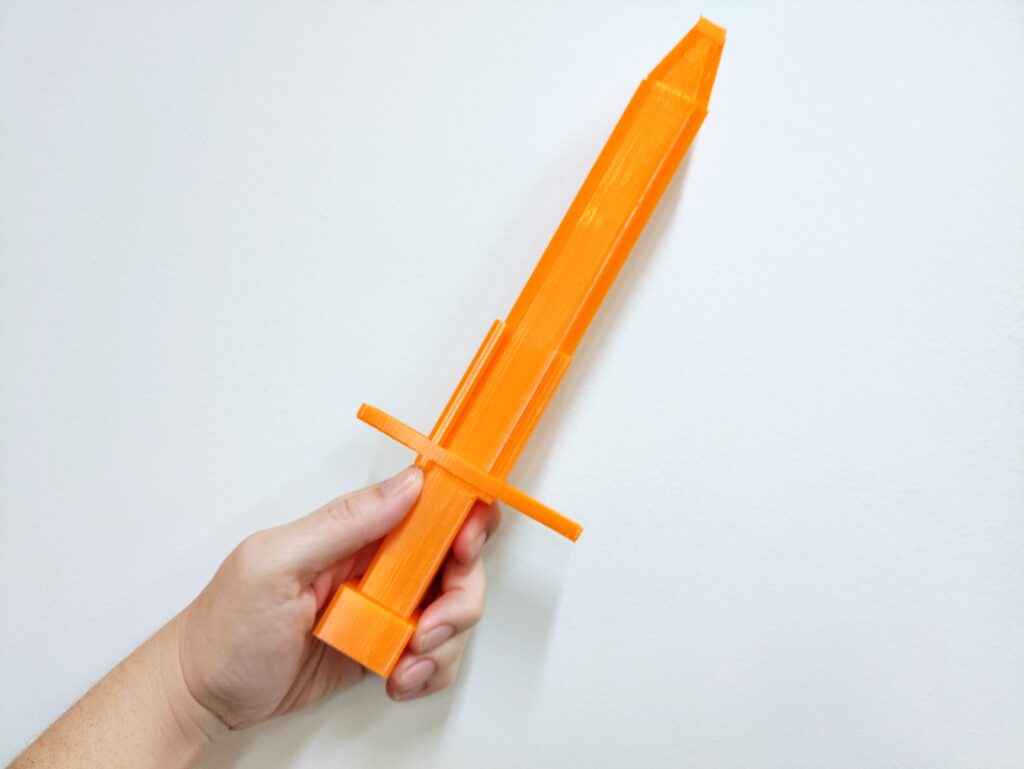 orange 3d printed sword
