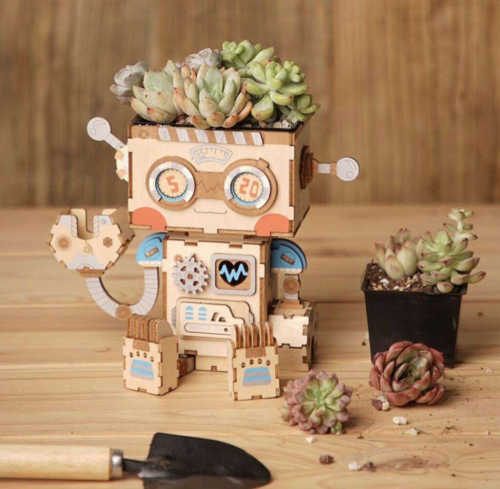 robot planter gift set on etsy