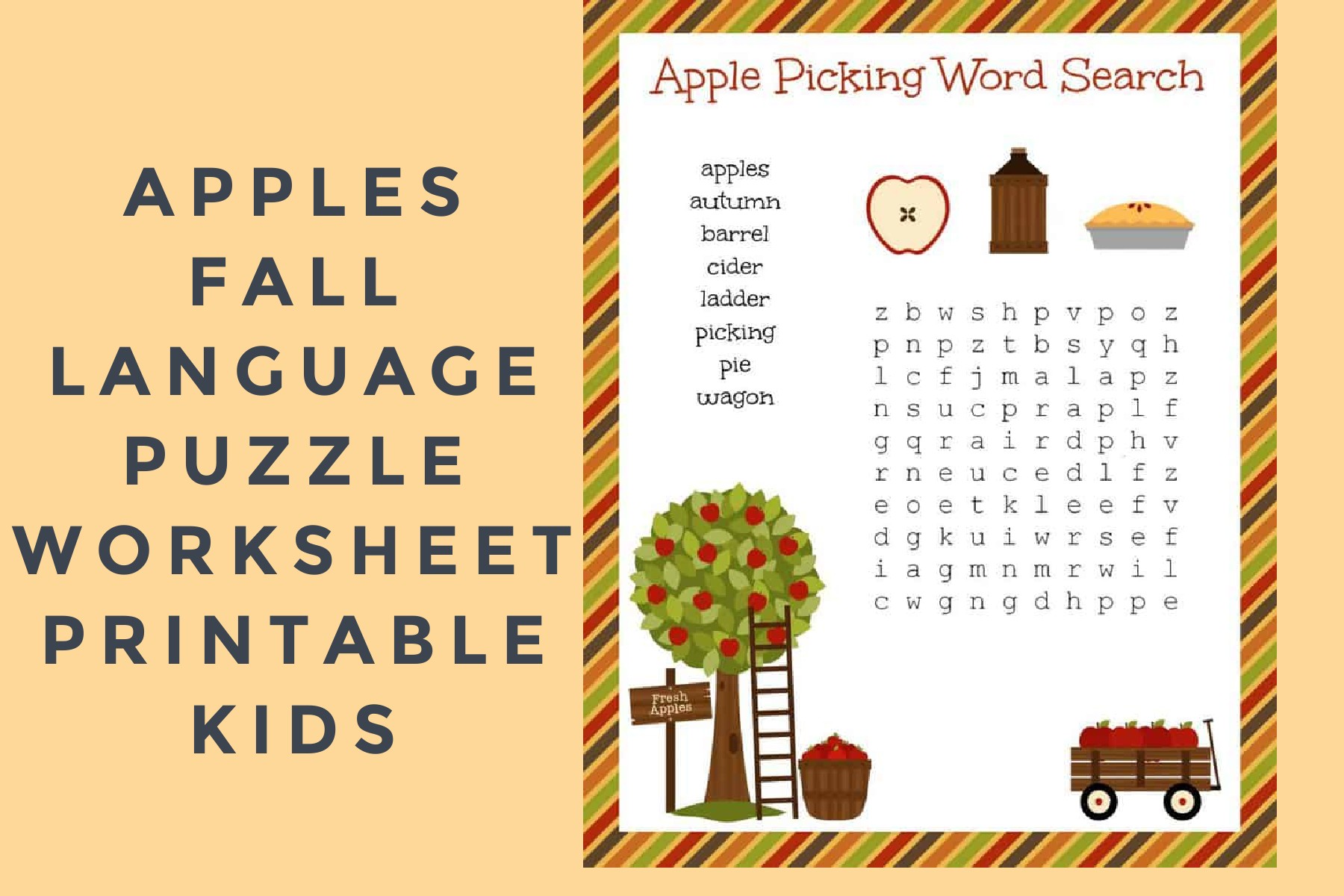 FREE Fall Festive Apple Picking Word Search Printable Worksheet for Free Printable Fall Word Search Puzzles