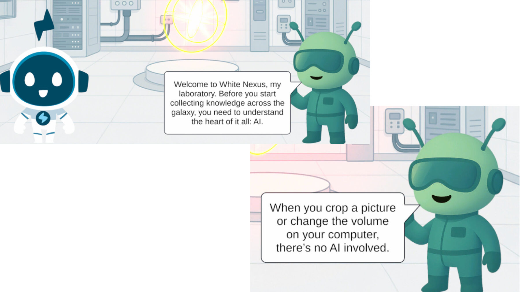 TypeTastic AI Literacy Lesson with small green aliens